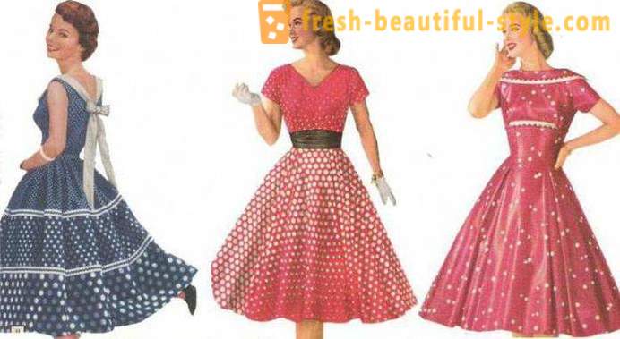 Modes stili kleitas ar polka punktiņi retro stilā