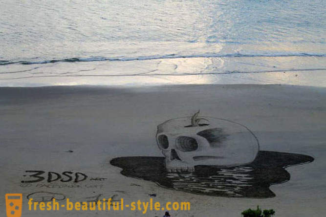 3D-zīmējumi uz smiltīm