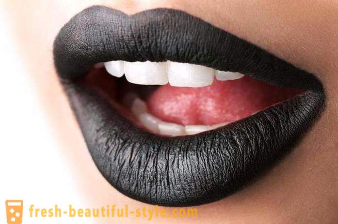 Melna lūpu krāsa - mūsdienīgs skaistumkopšanas tendences un fashionistas