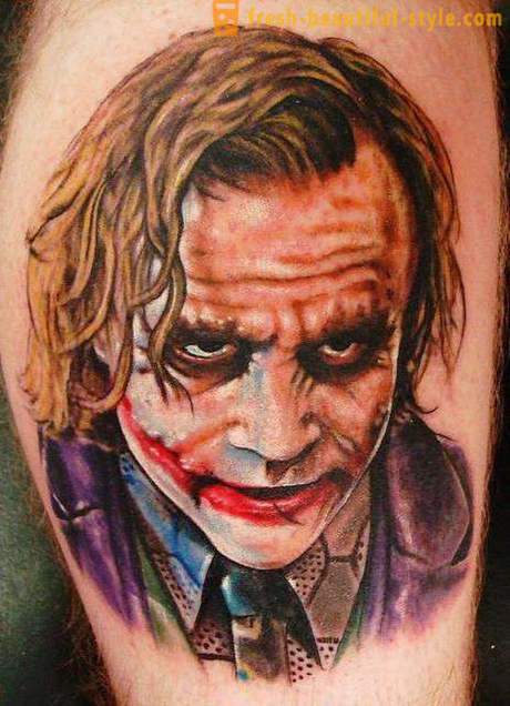 Joker Tattoo: simboli un fotogrāfijas
