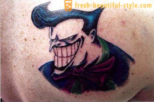 Joker Tattoo: simboli un fotogrāfijas