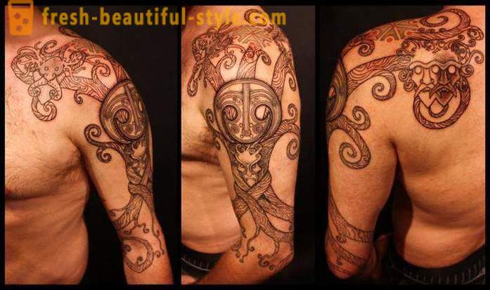 Slāvu vīriešu tetovējums uz viņa rokas